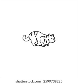 cat staring outline illustration. cat line illustration.
