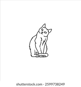 cat staring outline illustration. cat line illustration.
