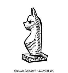 Cat statue vector illustration on white background