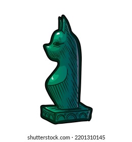 Cat statue vector illustration on white background