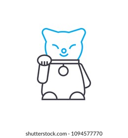 Cat statuette linear icon concept. Cat statuette line vector sign, symbol, illustration.