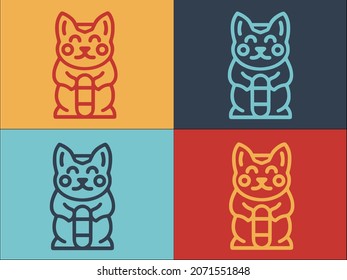 Cat Statuette Logo, Simple Flat Icon of statuette,cat,animal