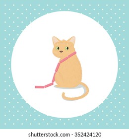 Cat stealing sausages. Vector illustration. Can be used in web design, printed on fabric/paper, as a background, or as an element in a composition.