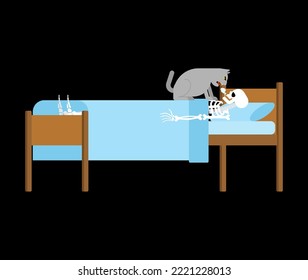 Cat steals skeleton breath. Cat take your breath. 
