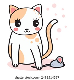 The cat stepped on the mouse's tail with its paw.