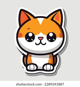 Cat sticker cartoon vector illustration isolated