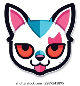 Cat sticker cartoon vector illustration isolated