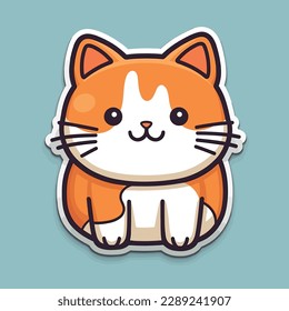 Cat sticker cartoon vector illustration isolated