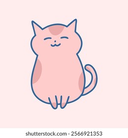 Cat Sticker Doodle Design Vector, Illustration Cat for Sticker