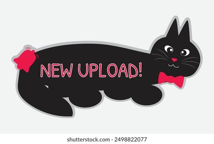 Cat sticker illustration new upload banner design lettering