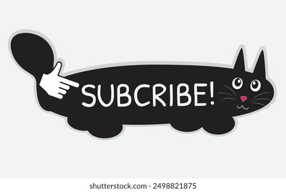 Cat sticker illustration subscribe banner design lettering