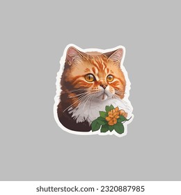 cat sticker logo vector design