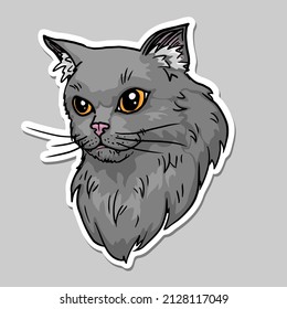Cat sticker vector illustration isolated on white background