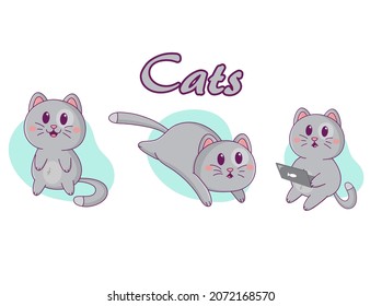 cat stickers cute vector cat animals