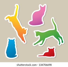 Cat stickers - vector illustration