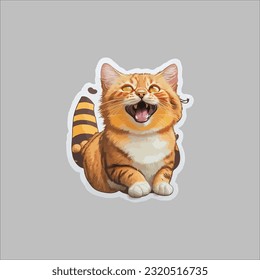cat stiker logo vector design