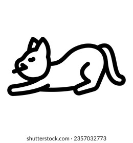 Cat stretch line icon, funny animals concept, kitty curve back vector sign on white background, outline style icon for mobile concept and web design. Vector graphics.