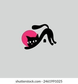 Cat stretching design vector image | Logo design, Vector logo design,