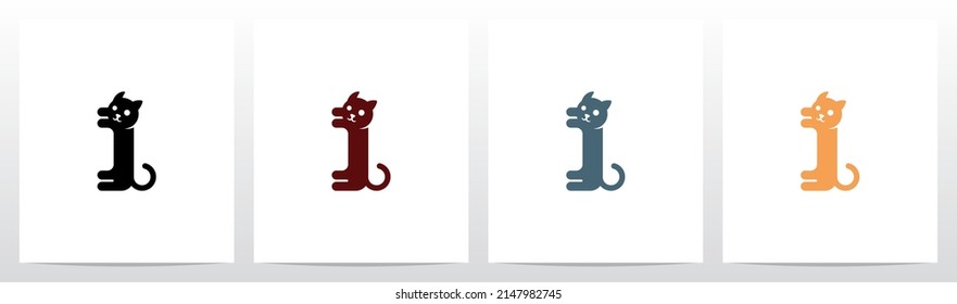 Cat Stretching Letter Logo Design I