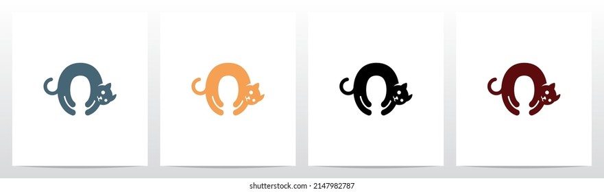 Cat Stretching Letter Logo Design O