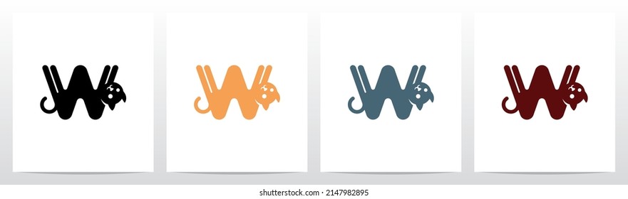 Cat Stretching Letter Logo Design W