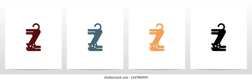 Cat Stretching Letter Logo Design Z