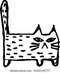 a cat with striped colors stands on his paws