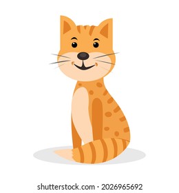 cat with stripes. Cartoon character. Domestic animal. Flat vector stock illustration