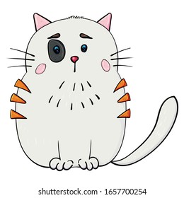 Cat with stripes and spot, Vector doodle illustration for any design