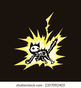 cat struck by lightning cartoon illustration