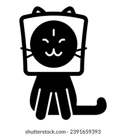 Cat stuck head in bread loaf solid icon, funny animals concept, kitty head in sandwich vector sign on white background, glyph style icon for mobile concept and web design. Vector graphics