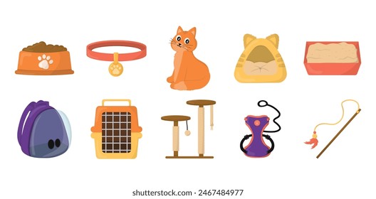 Cat Stuff Element Illustration Set