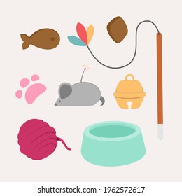 cat stuff flat vector style