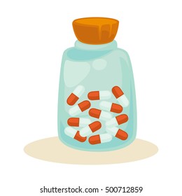 Cat stuff and pets accessory. Vector icon of colorful object. Cat food and vet medicament. Flat clipart with shadow. Isolated on background.