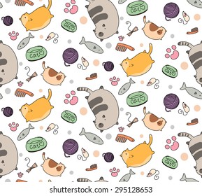 cat stuff seamless pattern