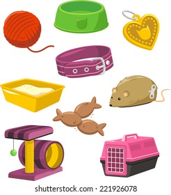 Cat Stuff Toy Set, Vector Illustration Cartoon.