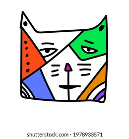 cat style cubism modern abstract design. colorful abstract. Minimalist cubism style. Cat theme vector illustration