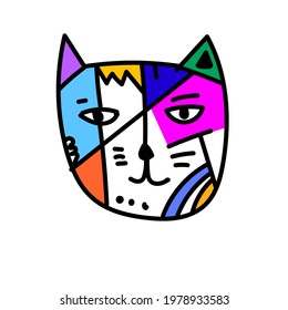 cat style cubism modern abstract design. colorful abstract. Minimalist cubism style. Cat theme vector illustration