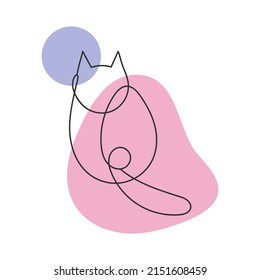Gato en el estilo del arte de línea con puntos de color. ilustración vectorial