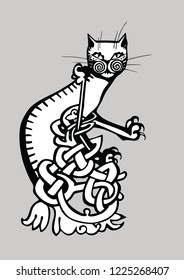 cat in the style of the old letter