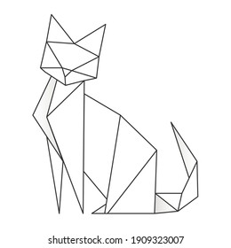 Cat stylized triangle polygonal model. Contour for tattoo, logo, emblem and design element.