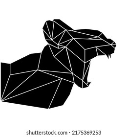 Cat stylized triangle polygonal model. Contour for tattoo, logo, emblem and design element. Hand drawn sketch of a cat.