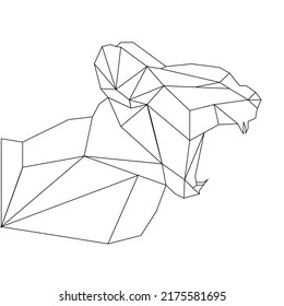 Cat stylized triangle polygonal model. Contour for tattoo, logo, emblem and design element. Hand drawn sketch of a cat