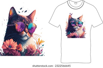 Peticiones De Ai De Sublimación De Gatos Para El Diseño De Camisetas