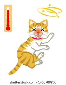 Cat suffering for hot temperature - Heat stroke concept art- Heat stroke concept art