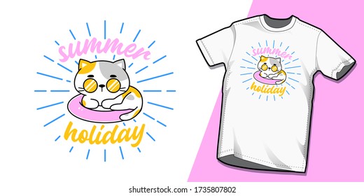 Diseños de plantillas de camisetas para gatos en verano