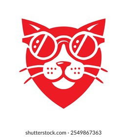 Un gato con el icono del logotipo de la gafa de sol