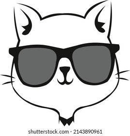 cat in sunglasses  stylish icon in black   white