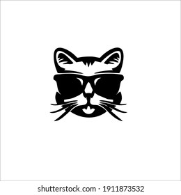 Cat With Sunglasses Symbol Logo. Vector Illustration.