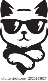 Projeto de arte vetorial para gatos e óculos de sol